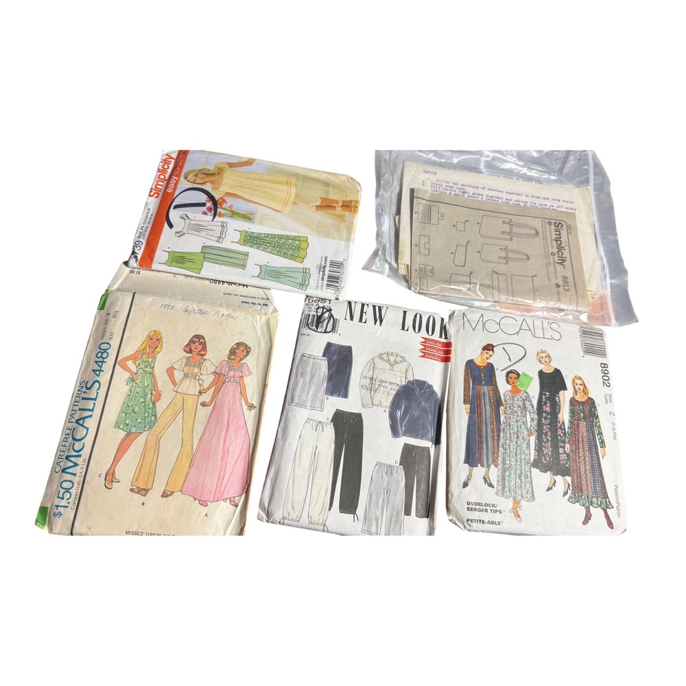 Vintage Sewing Pattern‎ Lot of 5 McCalls Simplicity New Look Dress Pants Bag
